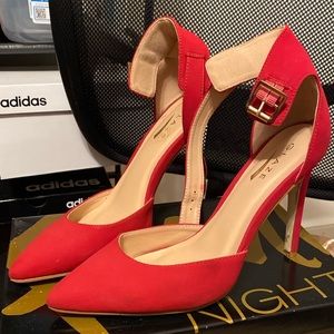 Red high heeled shoes